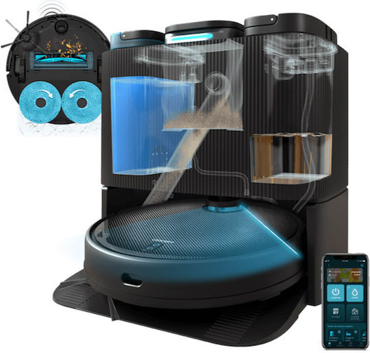 Cecotec Conga 11090 Spin Revolution Home&Wash Robot Vacuum Cleaner with Laser Mapping and 4000Pa Suction Power Black