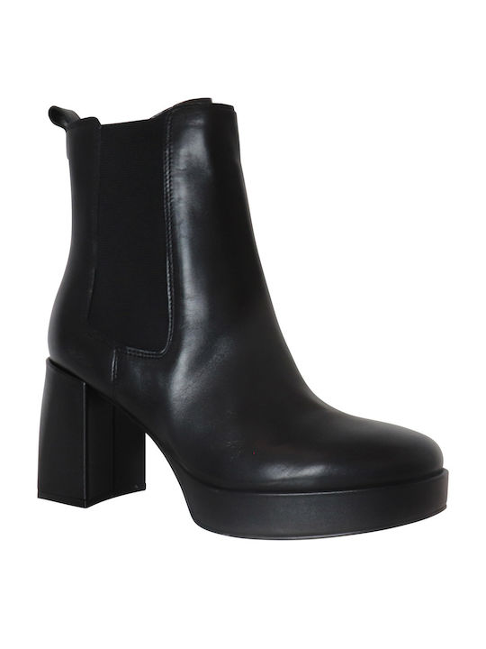 Guess Leder Damen Chelsea Stiefeletten mit hohem Absatz Schwarz