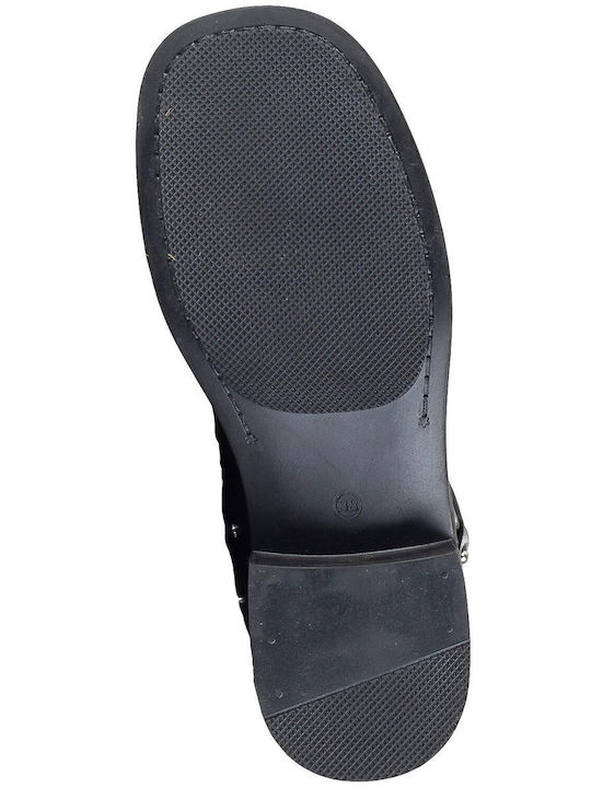 Leder Stiefeletten Damen Schwarz