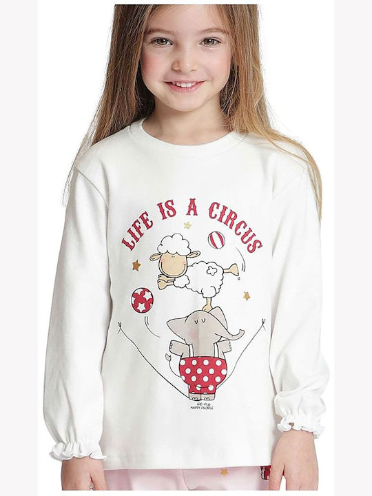 Happy People Set Top & Bottom Kids Pyjamas White