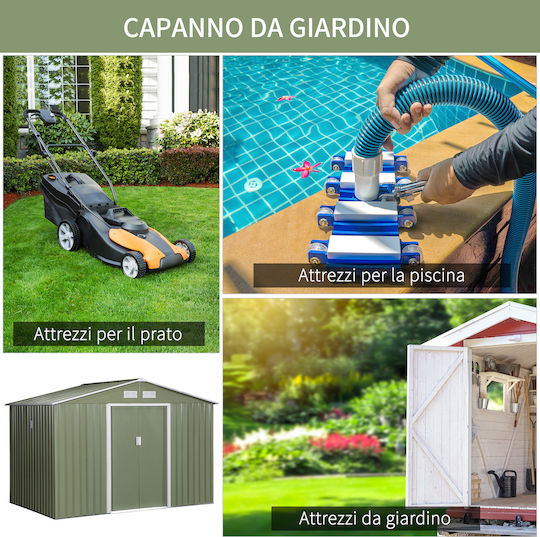 Depozit Metalic De Grădină Verde Rezistent La Vânt L2.77xL1.95xÎ1.92m