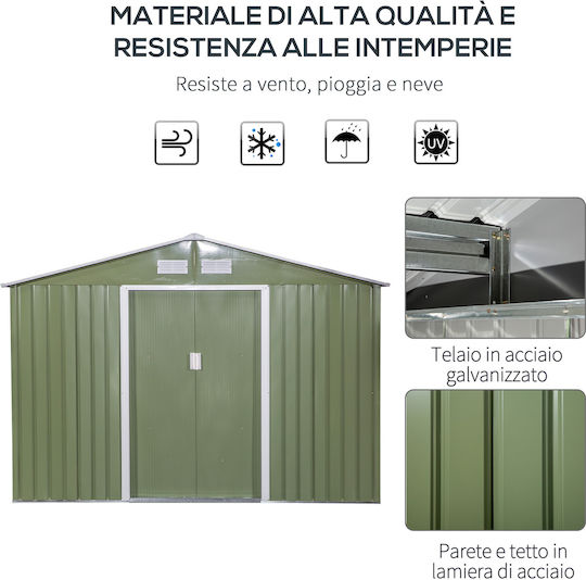 Depozit Metalic De Grădină Verde Rezistent La Vânt L2.77xL1.95xÎ1.92m