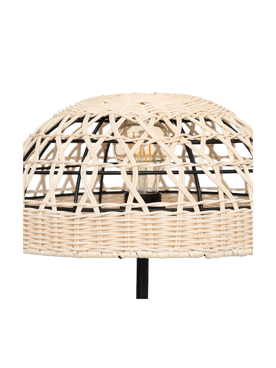 Atmosphera Rory Metal Table Lamp for E27 Socket with Beige Shade and Black Base