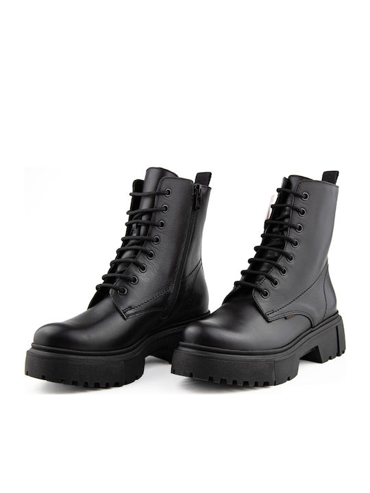 Leder Stiefeletten Damen Schwarz