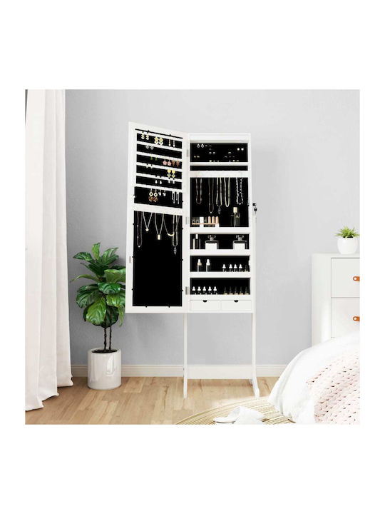 vidaXL Boden- oder Standspiegel mit Weißem Holzrahmen