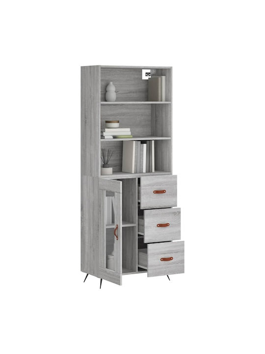 Βιβλιοθήκη Γκρι 69.5x34x180εκ.