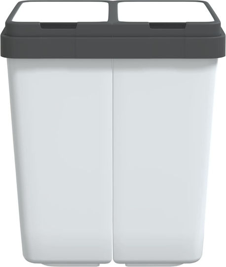 vidaXL Plastic White Recycling Waste Bin 25lt