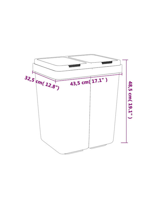 vidaXL Abfalleimer Recycling Kunststoff Weiß 25Es 1Stück