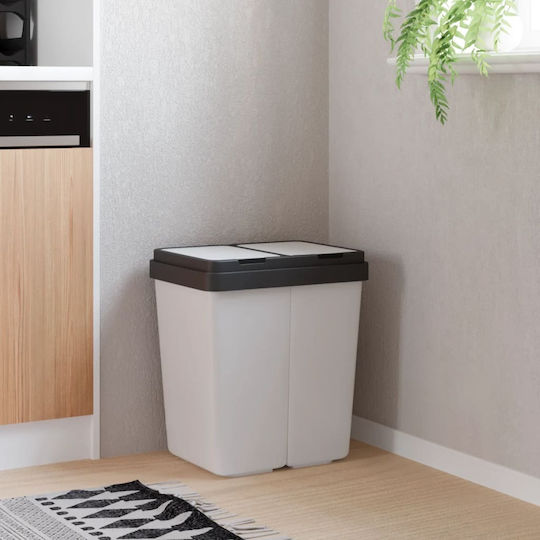 vidaXL Plastic White Recycling Waste Bin 25lt