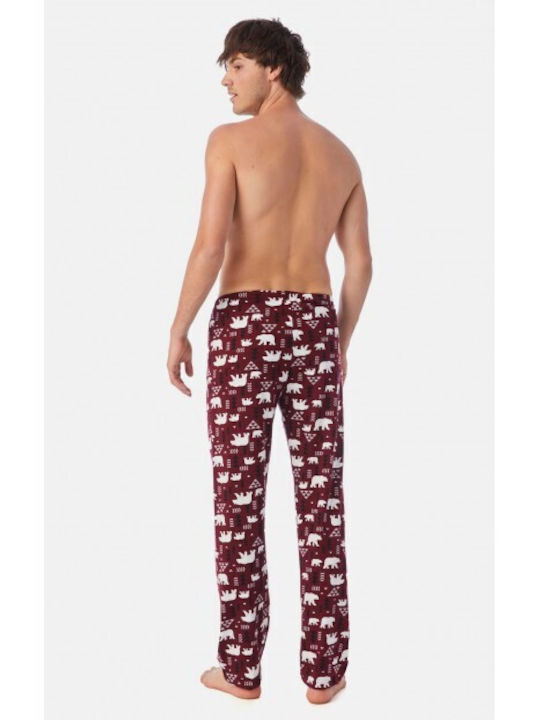 Minerva Men's Winter Cotton Pajama Pants Burgundy