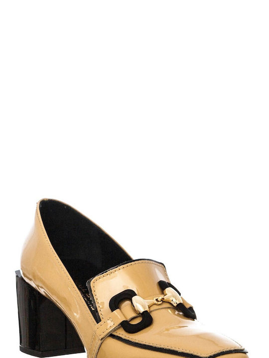 Wall Street Patent Leather Beige Heels