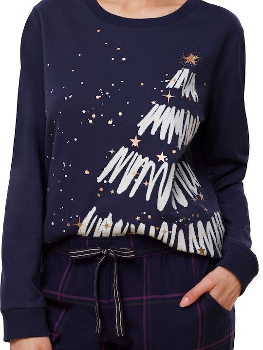 Triumph Winter Women's Pyjama Set Dark Blue Winter Moments