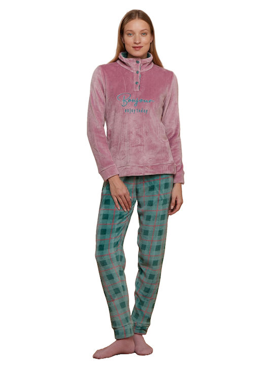 Noidinotte Winter Damen Pyjama-Set Vlies