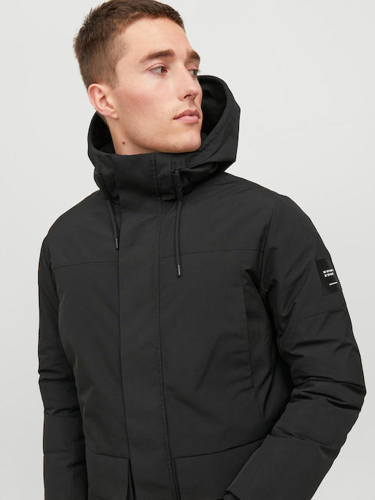 Jack & Jones Men's Winter Parka Jacket Black