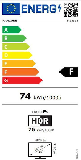 Rancore Smart Τηλεόραση 55" 4K UHD LED T-55S14 (2022)