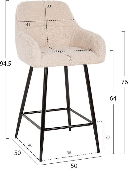 Табуретка Бар с гръбнак Текстил Strike White-black 50x50x94.5бр