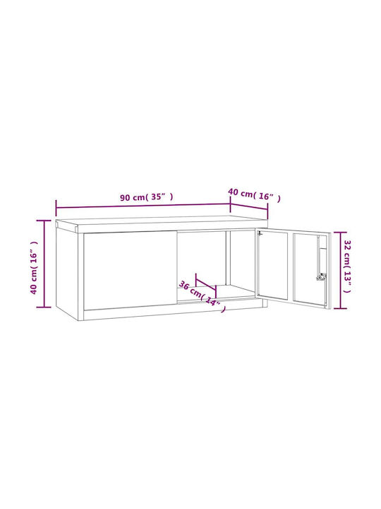 Office Storage Metal Closet with Lock Black L90xW40xH40cm