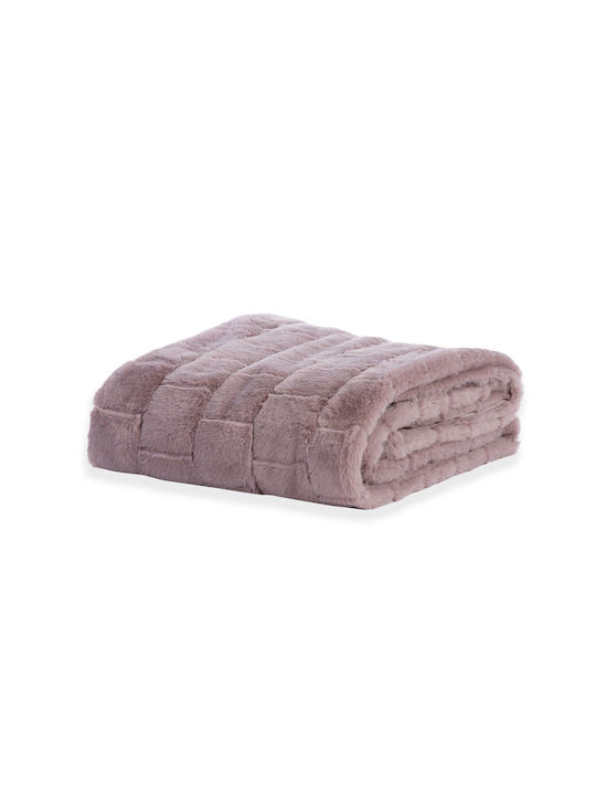 Nef-Nef Homeware Rabbit Κουβέρτα Γούνινη Καναπέ 140x190εκ. Pale Mauve