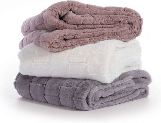 Nef-Nef Homeware Rabbit Κουβέρτα Γούνινη Καναπέ 140x190εκ. Pale Mauve