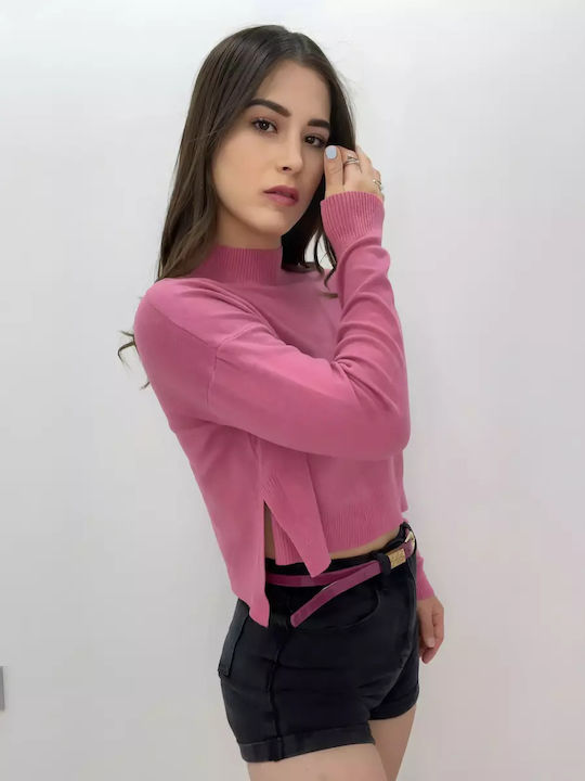 Γυναικείο Crop Top Μακρυμάνικο Ροζ