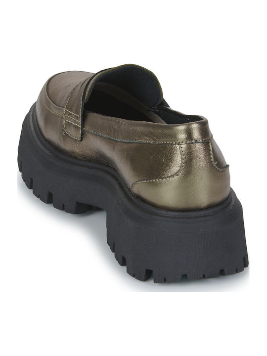 Damen Mokassins in Gold Farbe