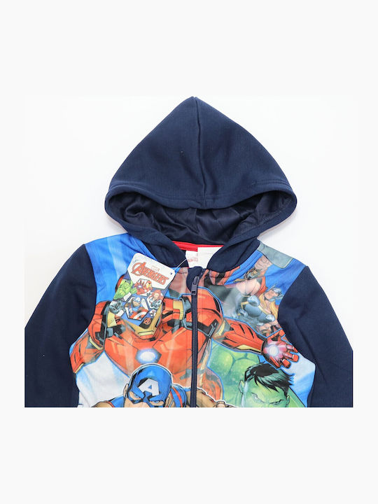 Kinder-Sweatshirt Strickjacke mit Kapuze Marineblau