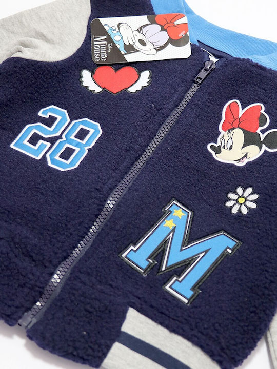 Kinderstrickjacke Fleece Marineblau