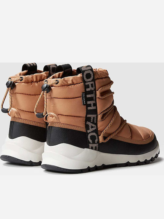 Synthetic Leather Snow Boots with Laces & Fur Thermoball Beige