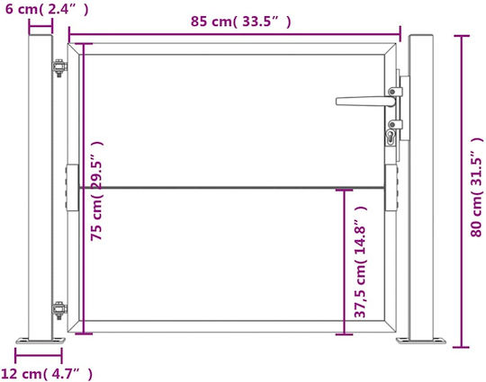 vidaXL Metal Fence Gate in Brown Color 1.05m x 80cm