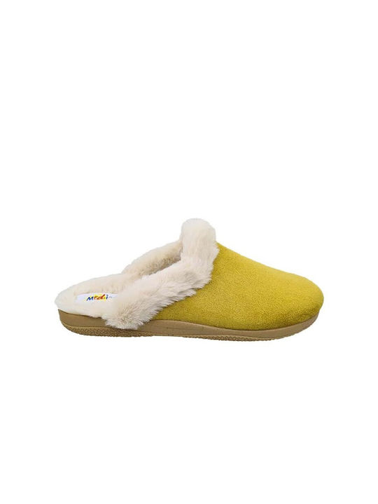 Medies Women's Slippers with Fur Yellow