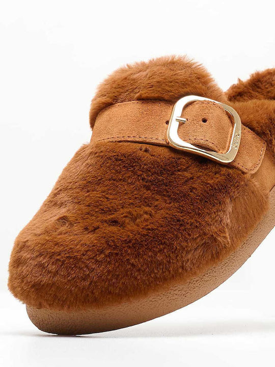 Scholl Women's Slippers with Fur Brown