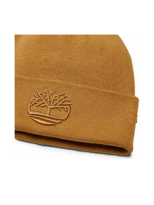 Timberland Tonal 3d Embroidery Knitted Beanie Cap Yellow