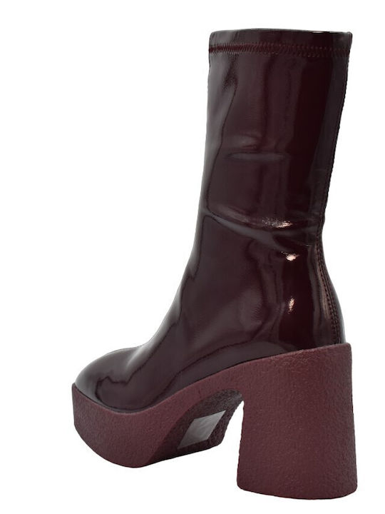 Noa Harmon Women's Patent Leather High Heel Boots Purple