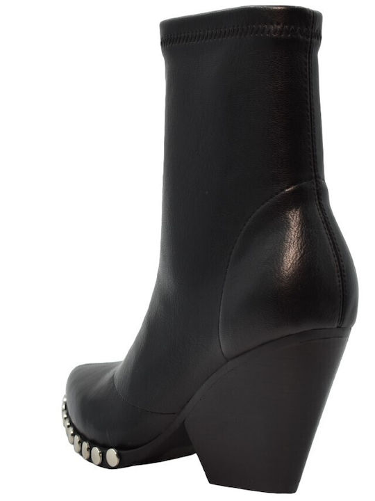 Noa Harmon Leather Women's Ankle Boots with High Heel Black