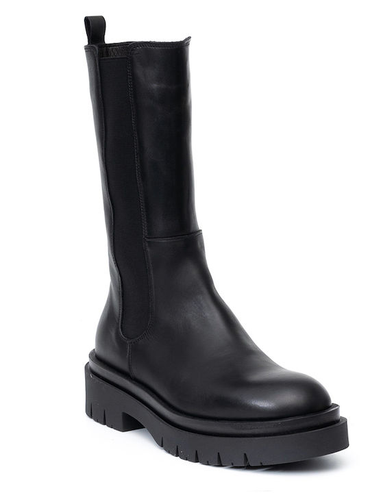 Philippe Lang Leder Damenstiefel Schwarz