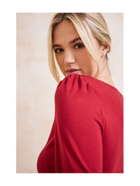 Adina Damen Bluse Langärmelig Rot