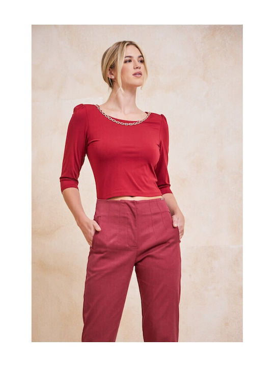 Adina Damen Bluse Langärmelig Rot