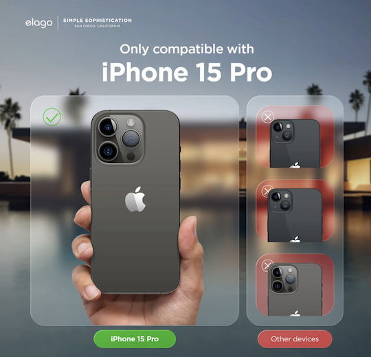 Elago Magsafe Armor Back Cover Silicone / Plastic 1.8mm Black (iPhone 15 Pro)