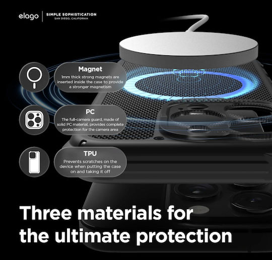 Elago Magsafe Armor Back Cover Silicone / Plastic 1.8mm Black (iPhone 15 Pro)