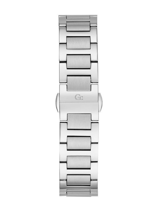GC Watches Ανδρικό Ρολόι 44mm Χρονογράφος Μπαταρίας με Ασημί Μεταλλικό Μπρασελέ