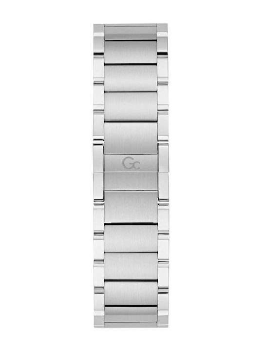 GC Watches Ανδρικό Ρολόι 42mm Μπαταρίας με Ασημί Μεταλλικό Μπρασελέ