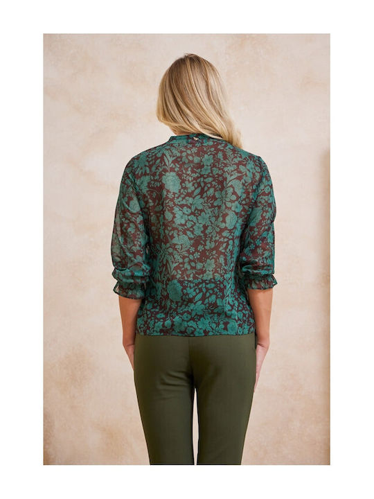 Enzzo Women's Blouse Long Sleeve Green