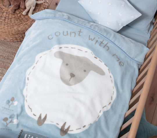Nef-Nef Homeware Κουβέρτα Αγκαλιάς & Λίκνου Sweet Βελουτέ Γαλάζια 75x100εκ.