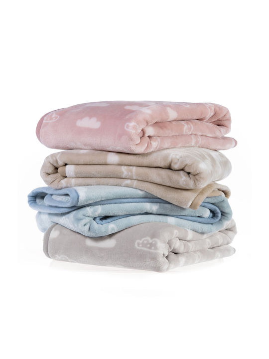 Nef-Nef Homeware Blanket Nursery Swaddling Blankets Clouds Velvet Blue 75x100cm