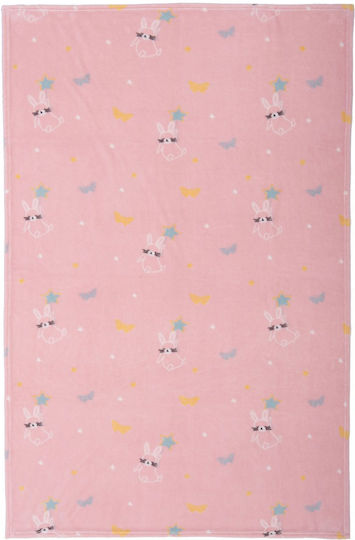 Nef-Nef Homeware Κουβέρτα Κούνιας Fly Love Fleece Ροζ 110x150εκ.