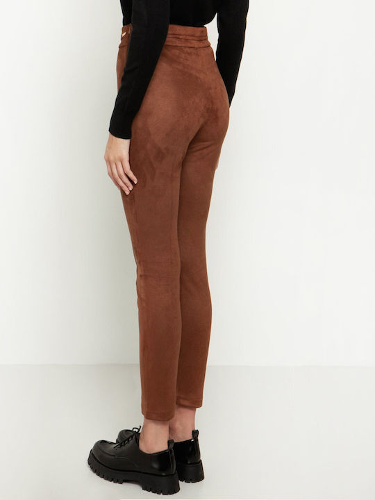 Toi&Moi Women's Fabric Trousers in Skinny Fit Beige