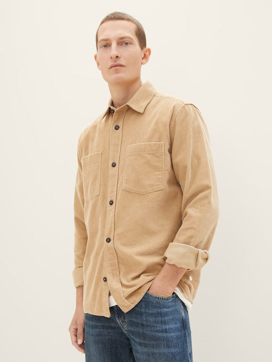 Μακρυμάνικo Κοτλέ Overshirt Μπεζ