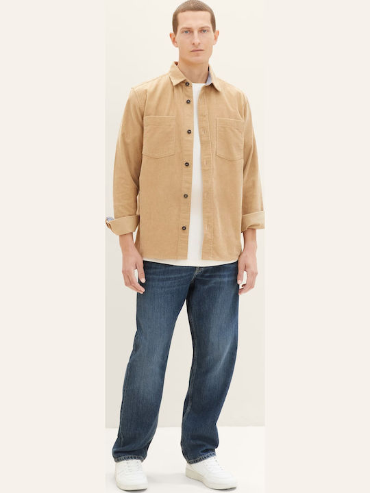 Μακρυμάνικo Κοτλέ Overshirt Μπεζ