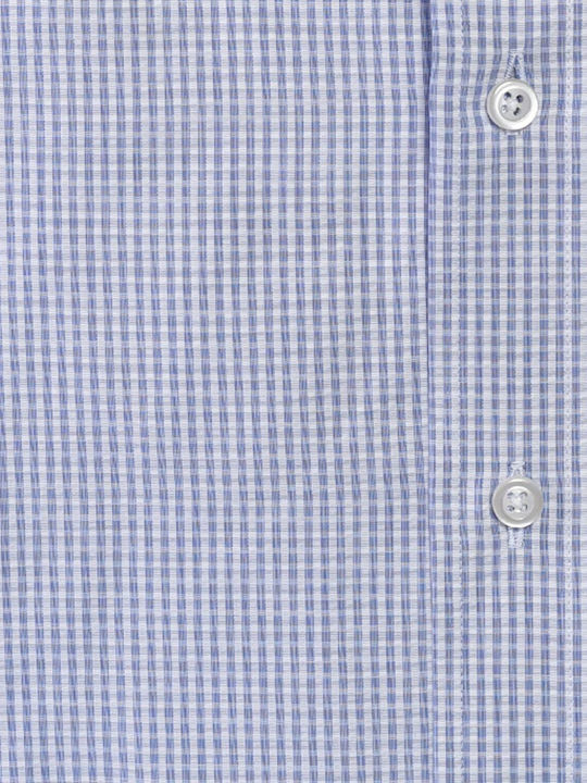 Don Hering Men's Shirt Long Sleeve Cotton Checked Blue