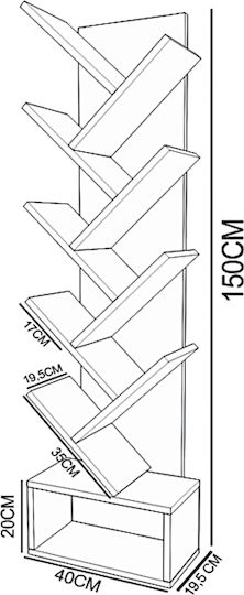 Bibliothek Badru Grau 40x19.5x150cm